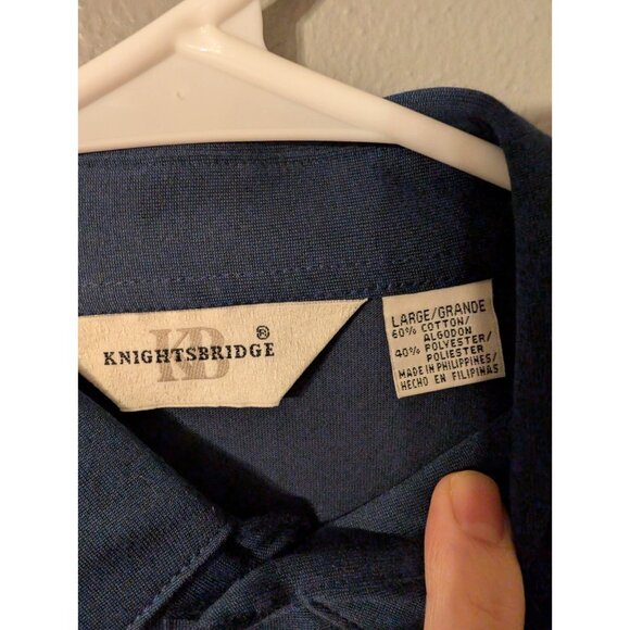 Knightsbridge Men's Polo Shirt Large Blue Cotton Blend Short Sleeve with Pocket - Picture 4 of 4